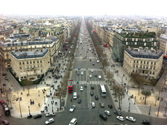 L'Avenue Champs-Élysées vue du haut de l'Arc de Triomphe.