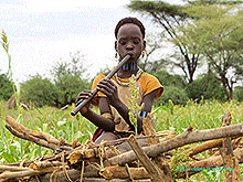 ハマー族：アフリカ：エチオピアのオモ渓谷のハマー族