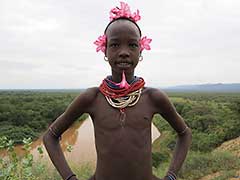 エチオピアのオモ渓谷のカロ族